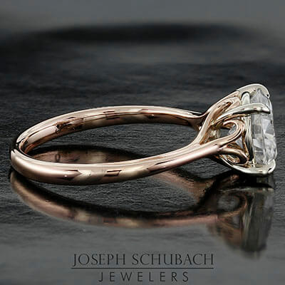 Style 102783: Round Scroll Solitaire Engagement Ring with a Surprise Diamond Accent